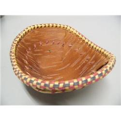 8" Birchbark Folded Basket, Checker Trim by Ellen Savage AK
