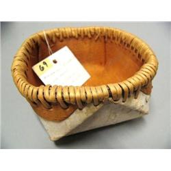 6" Athabaskan Birchark Folded Basket by Sarah Gabriel, AK