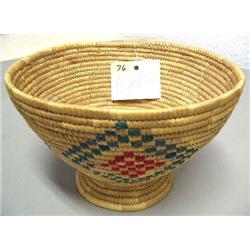 8 1/2" across x 5"H Open Bowl Shaped Grass Basket, Seal Gut Diamond Design by Millie Amik of Kipnuk
