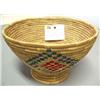 Image 1 : 8 1/2" across x 5"H Open Bowl Shaped Grass Basket, Seal Gut Diamond Design by Millie Amik of Kipnuk