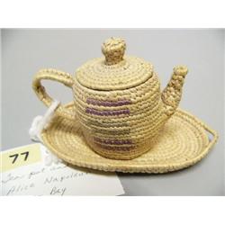 Grass Teapot and 4" tray by Alice Napoleun of Hooper Bay