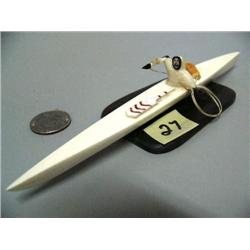8" Ivory Kayaker mounted on baleen, collected in 1960's