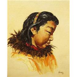Eskimo Girl 10" x 8" Original Oil by Ellen Henne Goodale (1915-1989)