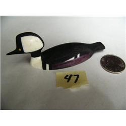 White Walrus Ivory,  India Ink  4" Hooded Merganser by Al Mayac