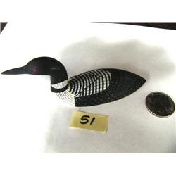 White Walrus Ivory,  India Ink  4"  Common Loon  by Al Mayac