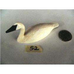White Walrus Ivory,  India Ink  3 1/2" Trumpeter Swan by Al Mayac
