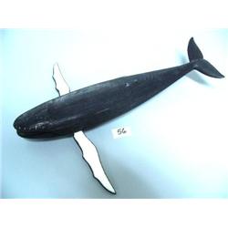 White Walrus Ivory,  India Ink  11" Baleen Whale by Larry Mayac