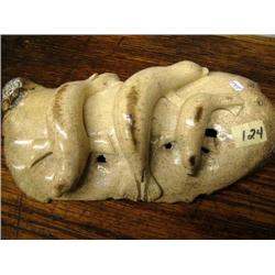 9 Inch Walrus Skull Bone Carving of 3 seals, Superior Quality by Andrew J.B.