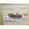 Image 1 : Original Oil Painting of Sled 20" x 24" image size by Czygan  Title: "Trotka"