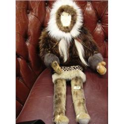 26" Doll by Maria Arniark of Togiak, AK with Ivory Face, Baleen Eyes and Beaer and Sealskin coat