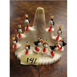 3 1/2" 10 Ivory Puffins Rookery