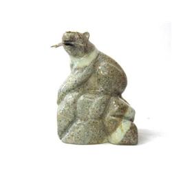 Soapstone Bear 8 1/2" with Fish in its mouth