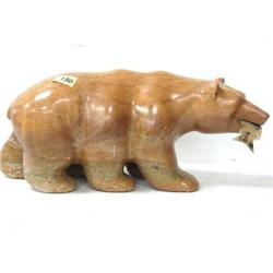 Soapstone 6 legged Bear 12" Long with Fish in its mouth by E.S.