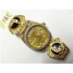 Gruen 3 ATM 100 Feet Water Resistant Quartz Watch, Fully Nuggeted Band