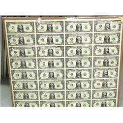 Uncut Sheet of $1 Bills