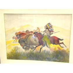 Original Watercolor by Bob Hall, Mounted and Framed 14" x 19" image size, est value $400