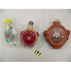 Lot of 3 Chinese Snuff Bottles