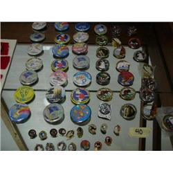 Huge Collection of Fur Rondy Support Buttons and Pins, Tie Tacks and Charms Includes 1981 charm, 197