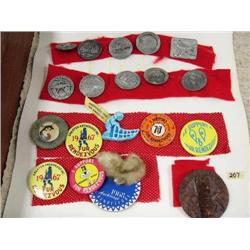 1973, 1968,1966 Fur Rondy Buttons, including Pewter Pins
