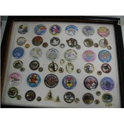 Large Collection of Fur Rondy Buttons…Complete Collection 1980-1997 Booster pins, Small Pins, and so