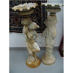 Lot of 2 cast iron vaces of mother & child (1)