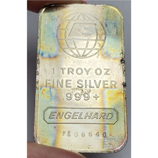 Vintage Toned Engelhard 1 ozt .999 Silver Bar