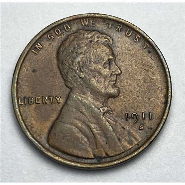 1911-S Lincoln Cent AU