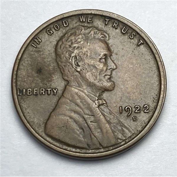 1922-D Lincoln Cent Obv. AU / Rev. Fine