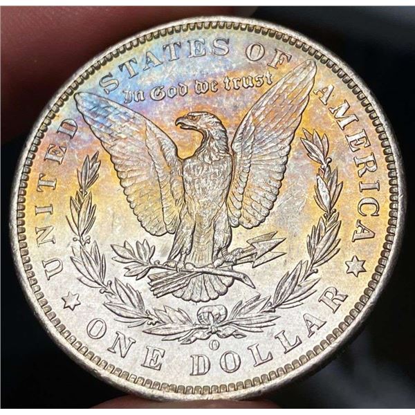 Rainbow Toning 1885-O Morgan Silver Dollar MS65