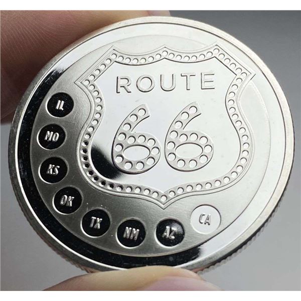 Route 66 "Get Your Kicks" Proof 1 ozt .999 Silver