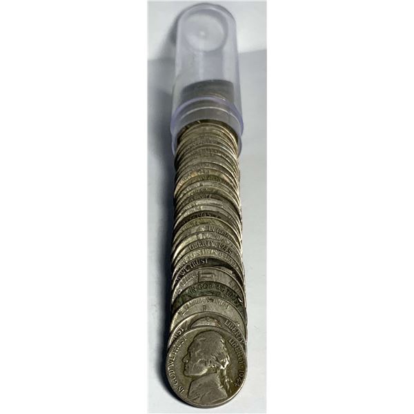 Roll (40-coins) Mixed Year Jefferson Silver War Nickels Average Circulated