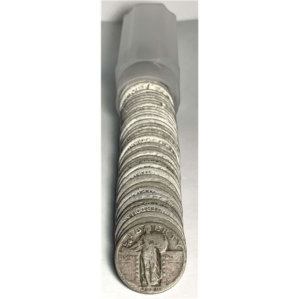 Roll (40-coins) Unlabeled Standing Liberty Quarters Average Circulated
