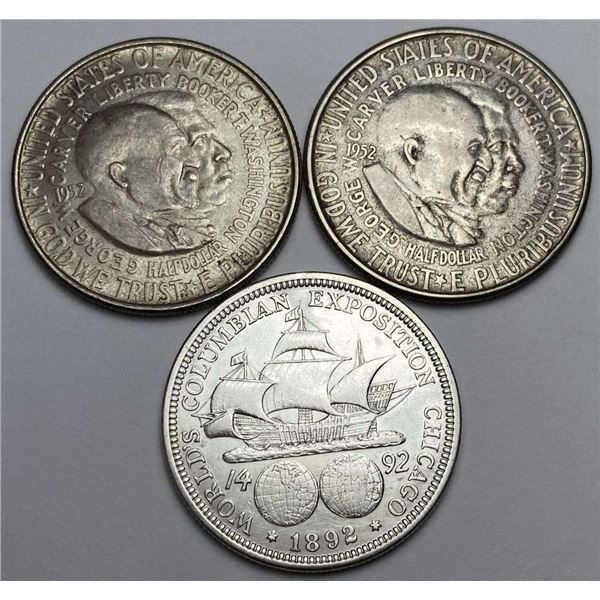 (3) 1892-1952 U.S. Commemorative Silver Half Dollars