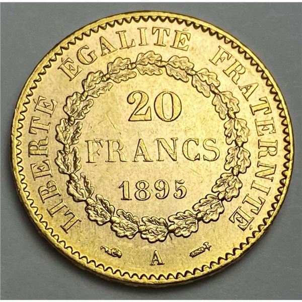 Last Minute! 1895A France Gold 20 Francs .1867 oz AGW Mint Condition