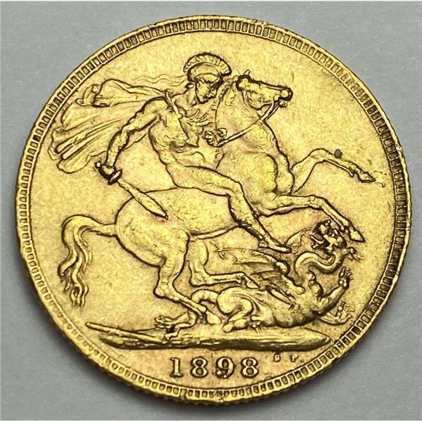 Last Minute! 1898 Gold Great Britain Sovereign .2355 oz AGW AU