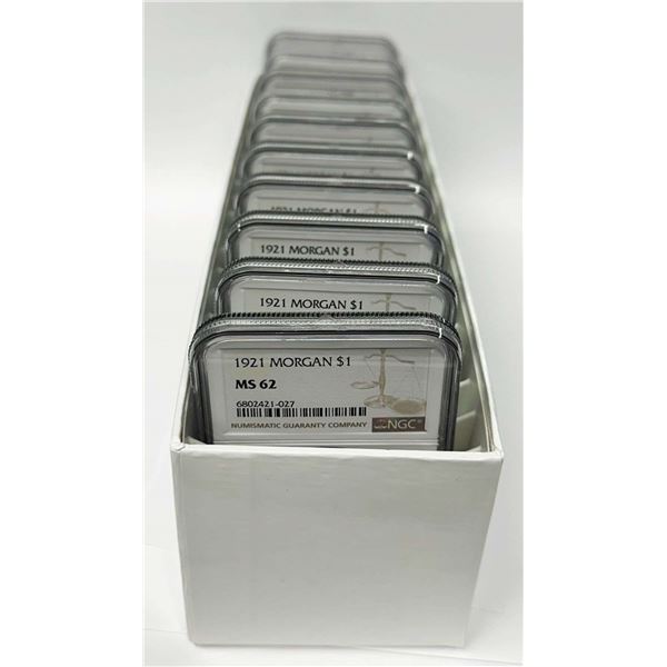Last Minute! (10) 1921 Morgan Silver Dollar NGC MS62