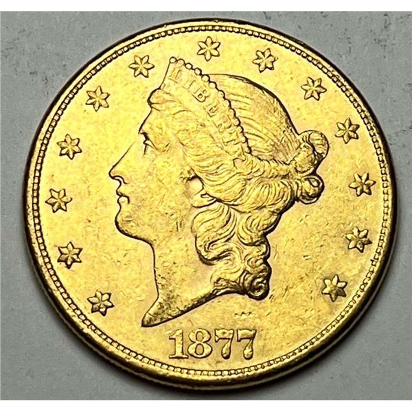 Last Minute! 1877 Gold $20 Liberty Head AU58