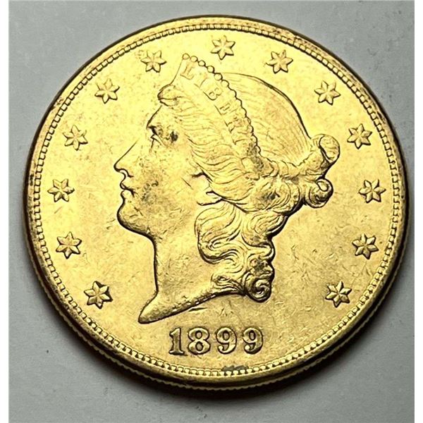 Last Minute! 1899-S Gold $20 Liberty Head AU58
