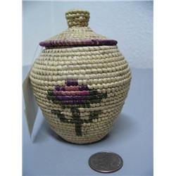 4 3/4" Basket made by Lucy Lamont, Decorated with Flower (44)