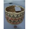 Image 1 : 4" high x 6 1/2" wide Open Top Grass Basket, Red and Black Seal Gut from Kipnik, AK  (44)
