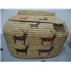 Image 1 : Outstanding Rare Oval 15" long x 11" high Grass Basket with Reindeer Design  (44)