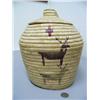 Image 2 : Outstanding Rare Oval 15" long x 11" high Grass Basket with Reindeer Design  (44)