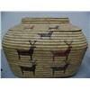 Image 3 : Outstanding Rare Oval 15" long x 11" high Grass Basket with Reindeer Design  (44)