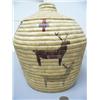 Image 4 : Outstanding Rare Oval 15" long x 11" high Grass Basket with Reindeer Design  (44)