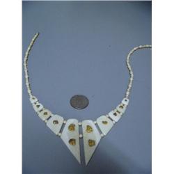 Outstanding 18" White Ivory and Gold Nugget Necklaces (1)