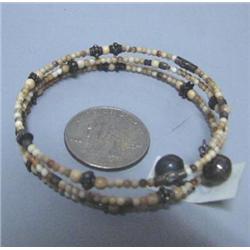 Extremely Rare Fossilized Bead Bangle Bracelet, Smallest Ivory Beads in Existence (1)