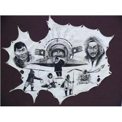 42" x 35" Sealskin Drawing by Anne Aanningayou 71) minimum bid $2000