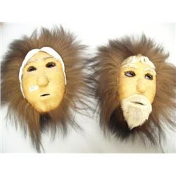 Anaktuvic Pass Masks:  Husband and Wife with Black Musk ox Fur (74)