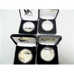 Lot of 4 Alaska Mint Silver 1 oz. Coins:  1-not dated,  2001, 2002, 1993, Alaska Aviation (74)