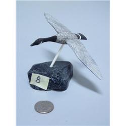 6 1/2" Flying Canadian Goose mounted on Soapstone by Charlie Kokuluk 199C